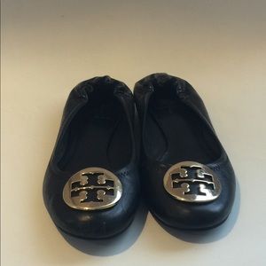 Tory Burch Reva Ballet Flats Size 7 Black And Gold